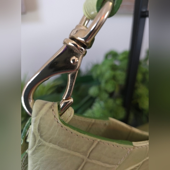 Dooney And Bourke Croc Embossed Leather Hobo Bag In Pistachio - Picture 12 of 14